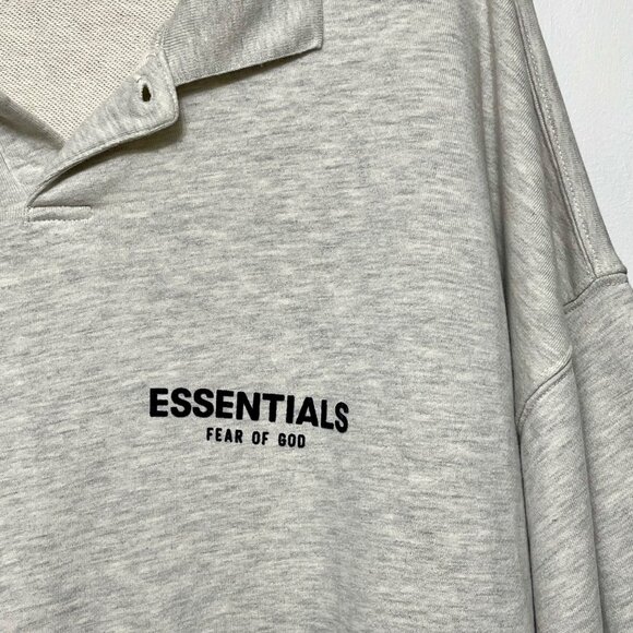 Essentials Fear Of God Men's Long-Sleeve Polo Polo Sweatshirt Gray M - Picture 4 of 13